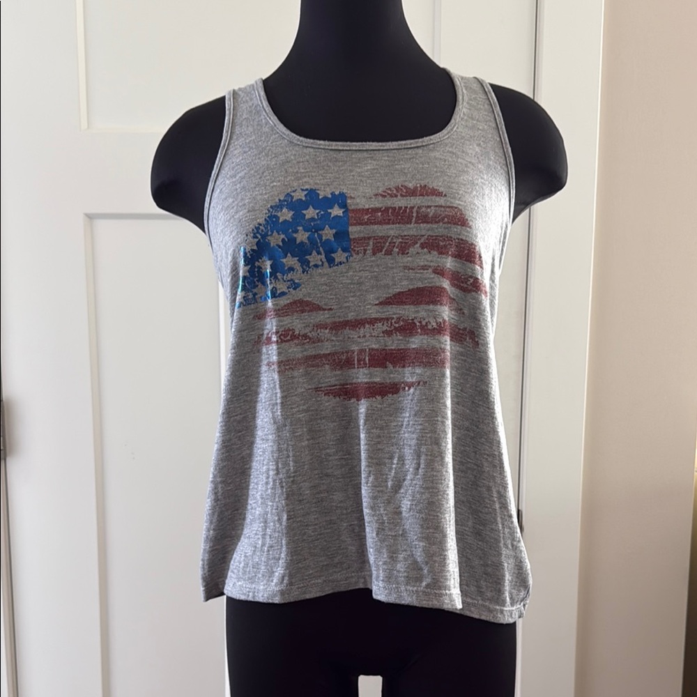 Gray Sleeveless Tank Top with Red Accents